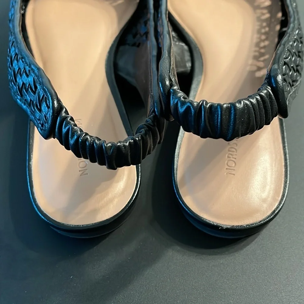 Nordstrom Arabella Slingbacks Woven Flats Size 10M Black Square Toe - Picture 5 of 10